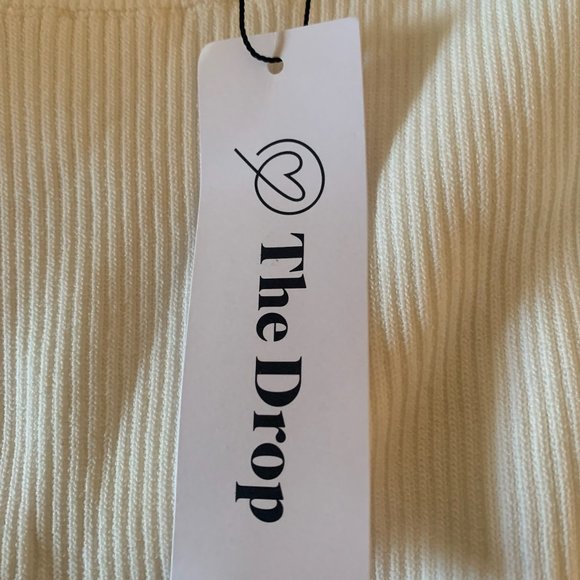 NWT THE DROP YASMIN SIDE-SLIT RIBBED MIDI TANK SWEATER DRESS IVORY SMALL - Picture 8 of 10